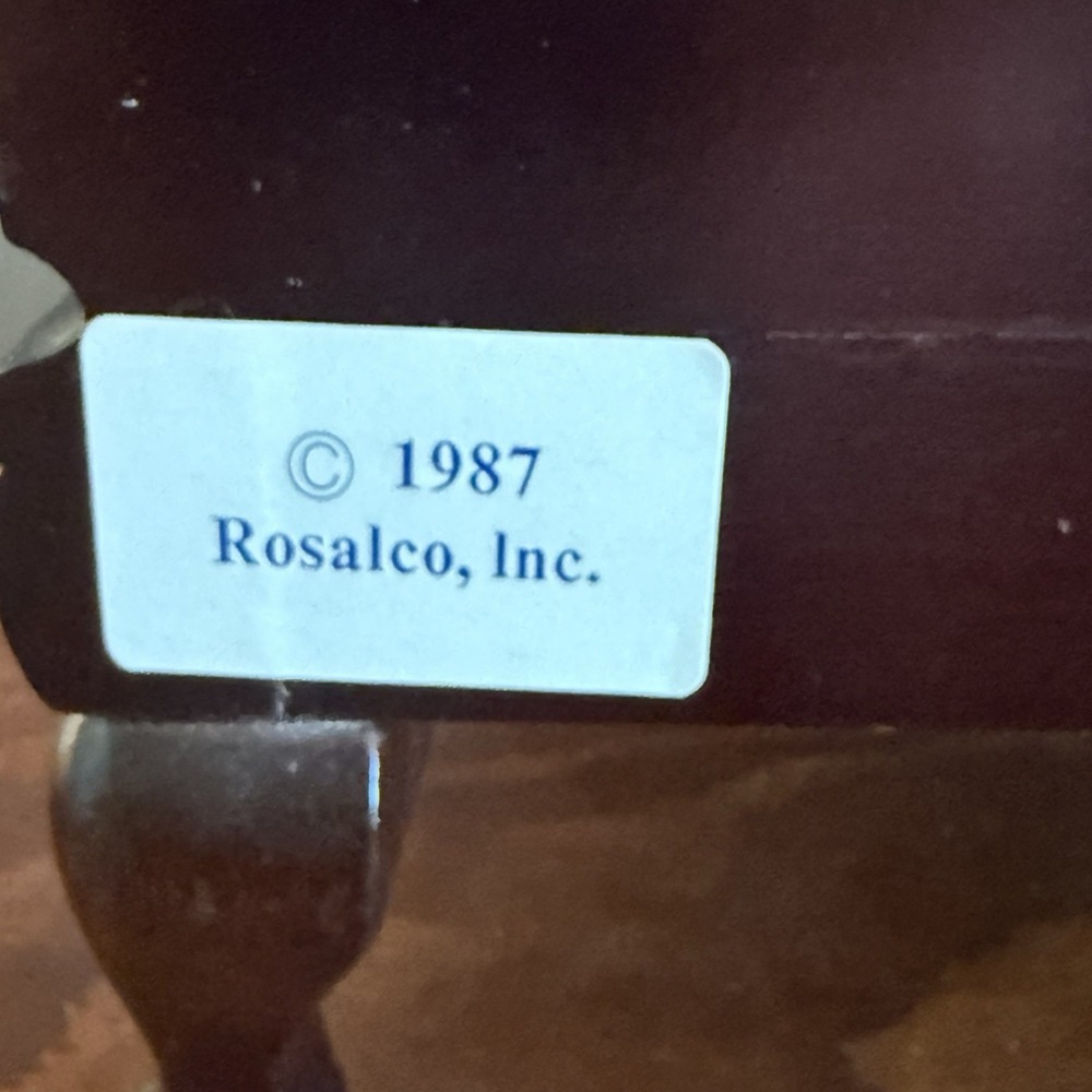 Rosalco Commodore Jewelry Box Chest Wood Etched Floral Glass Top Velvet‎ Vintage - Picture 11 of 12